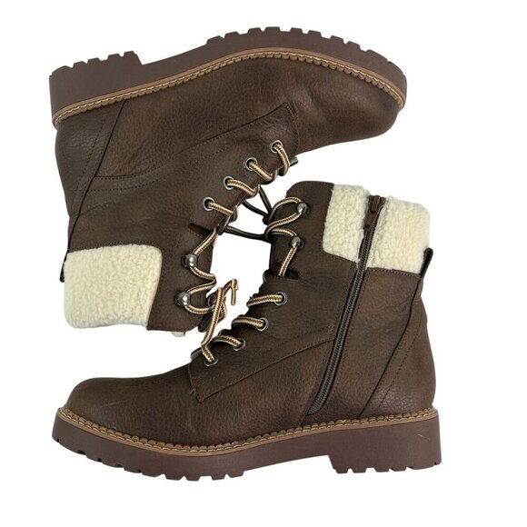 Magellan Outdoors Faux Suede Fur Lined Lace-Up Boots – Brown, Size 10M - Picture 12 of 13